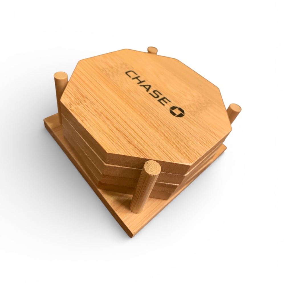 Chase Bank 4 Piece Bamboo Coaster Set